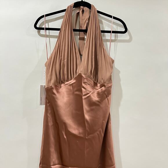 Reformation Women's Wyn Silk Maxi Dress Praline Size 10 NWT - Picture 3 of 9